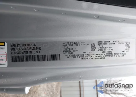 2023 Jeep Gladiator Willys 4X4 z USA, uszkodzony, nr VIN 1C6HJTAG2PL584463